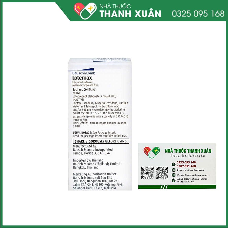 Lotemax thuốc điều trị các bệnh nhiễm khuẩn mắt